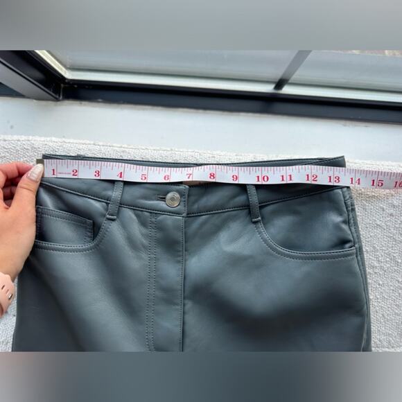 Aritzia Wilfred The Melina Faux Leather Pants Women Size 4 Straight Leg Grey - Picture 9 of 13